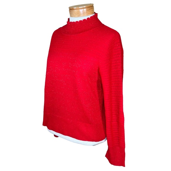 ND New Directions Petite Lightweight Red Metallic Sweater Petite Extra Large - Picture 11 of 11